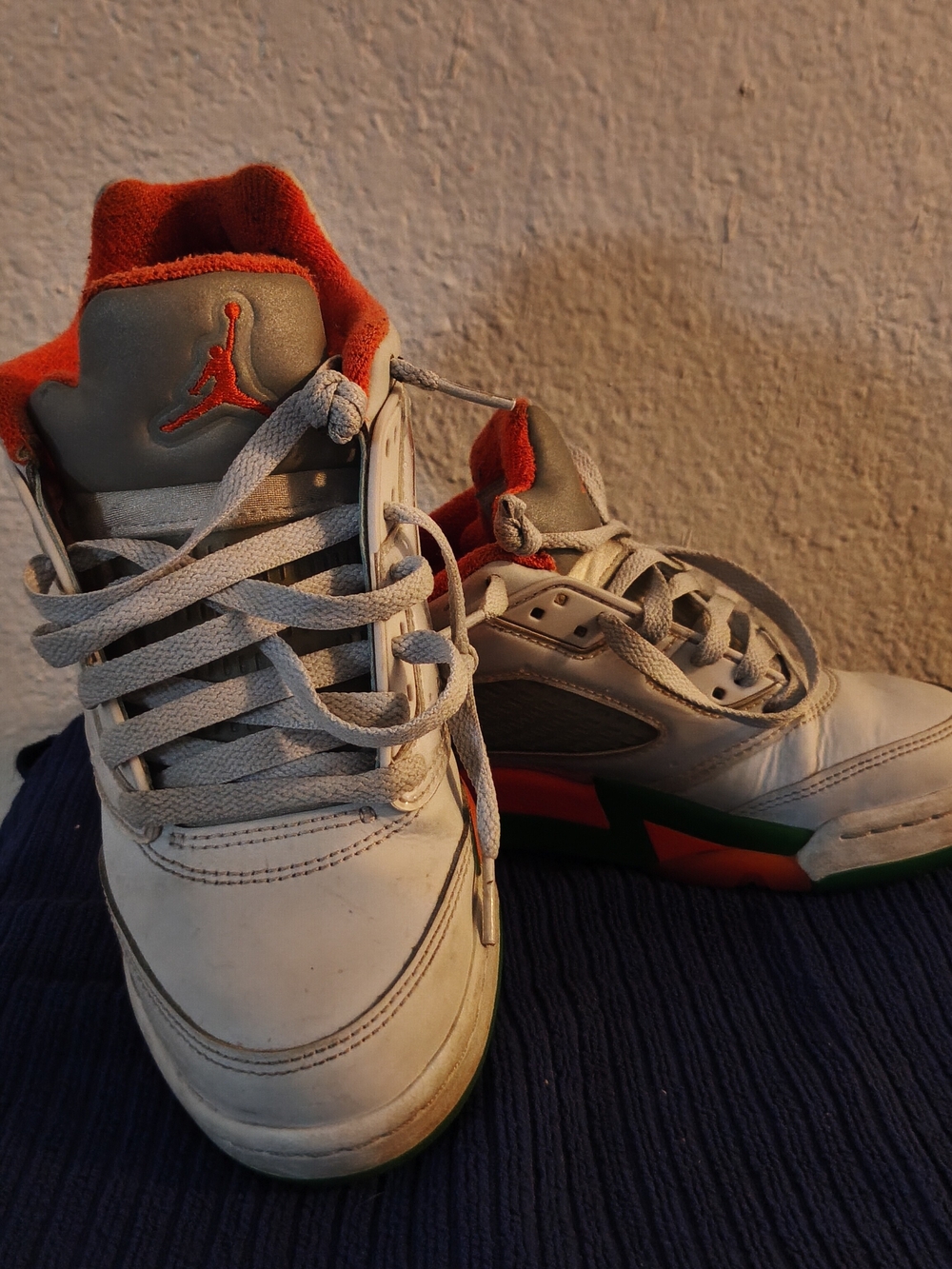 Jordan Kids White, Orange and Green High-Top Sneakers